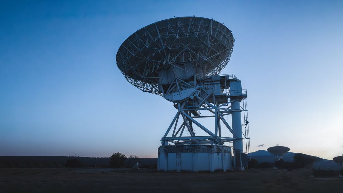 FAST radio telescope against the evening sky in Guizhou