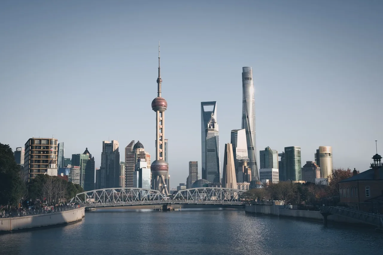 View of Shanghai skyline across the Huangpu River from the Bund
