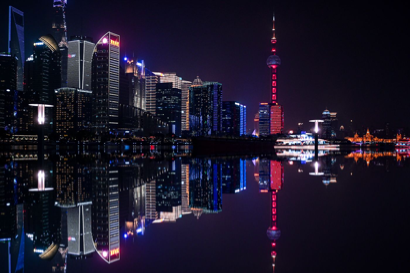 Pudong skyline dazzling night view Shanghai