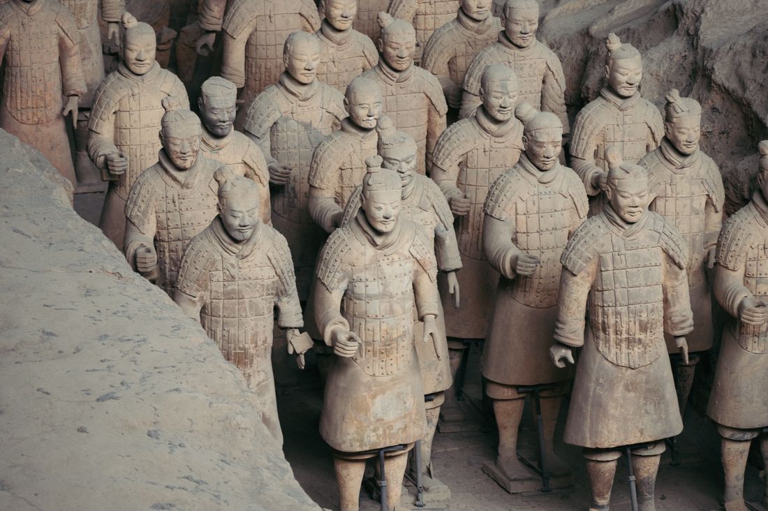 Close-up of Terracotta Warriors statues Xi'an